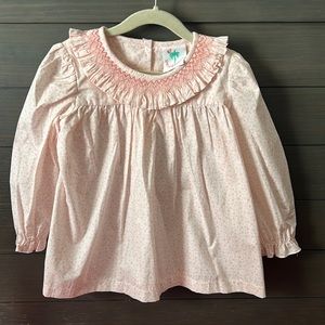 NWT Shrimp & Grits kids pink smocked size 5 top